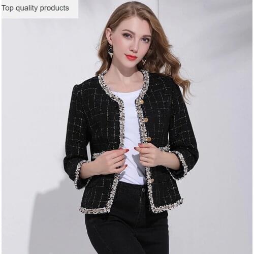2020 Fashion Autumn Winter Coats and Jackets Women Plaid Tweed Coat Female Short Jacket Outerwear chaqueta mujer YQ417