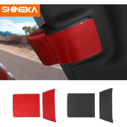 SHINEKA Carbon Fiber Stickers For Dodge Challenger Car Rear Seat Roof Decoration Accessories For Dodge Challenger 2015-2020