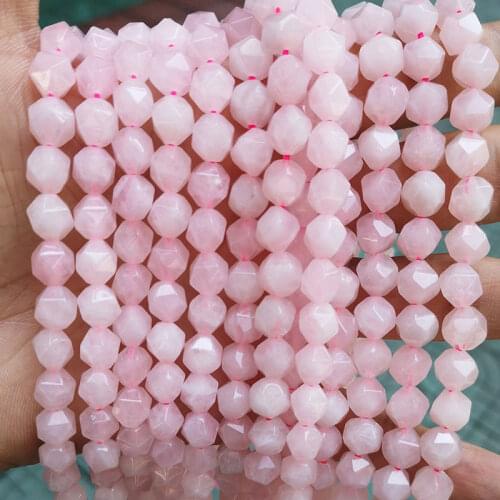 Natural Crystal Polygonal Faceted Round Beads For Jewelry Making DIY Accessorries Beads For Bracelet Amethysts Rose Quartzs
