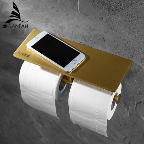 New Toilet Paper Holder Roll Holder Dispenser Solid Brass Brush Gold Bathroom Accessories Holder WF-811548