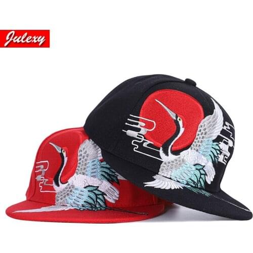 New Style Chinese Trendy Crane Embroidery Baseball Cap Hip-Hop Hip-Hop Hip-Hop Hat Flat Brim Hat Men And Women Hipster Hat