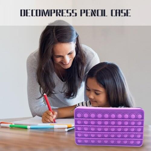 Portable Pencil Bag Sensory Silicone Children Anti Stress Bubble Stationery Bag Decompression Simple Dimmer Toy