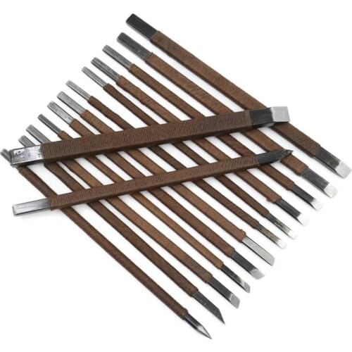 Professional 14 pcs manganese steel Stone Carving knife Tools set, Stone carving Chisel knives tools