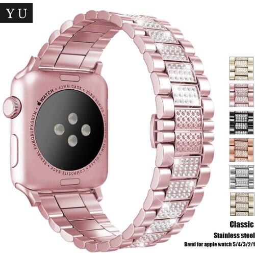 Sparkling Crystal Diamond stainless steel strap for Apple Watch Series 5 4 3 2 bands Bracelet for iWatch 38/40/42/44mm Watchband