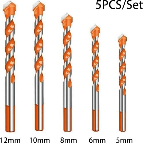 5pcs Tile Drill Bits 5/6/8/10/12mm Multifunctional Ultimate Punching Hole Working Electric Dril For Ceramic Glass Wall Drilling