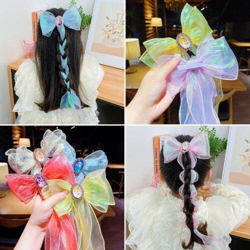 Chinese style versatile woven hair streamer sweet bow princess children baby fairy hairpin clip hair accessories