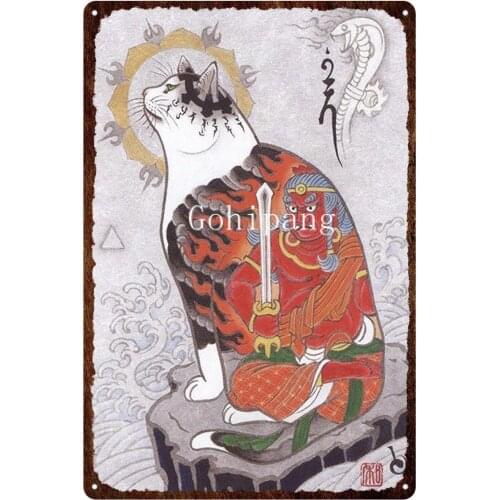 Vintage Metal Signs Tin Sign Retro Cat Home Decor Plaque Metal Vintage Bar Pub Garage Gas Station Decorative Iron Plates