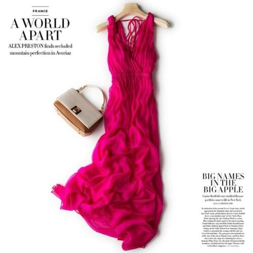 Maxi Dresses for Women Summer 2021 100% Silk Beach Dress Female Sexy White Dress Backless V-neck Vestido De Mujer Pph5019