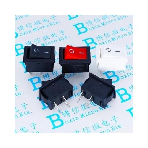 20PCS/LOT 15*21mm 2 Pin SPST ON/OFF Boat Rocker Switch 6A-10A 110V 250V KCD1-101 Snap-in White Rocker Switches 117S