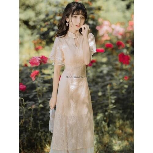 2021 cheongsam women lace qipao chinese dress qipao party vintage elegant dress chinese formal dresses elegant oriental dress
