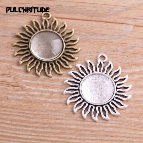 4pcs 16mm Inner Size Two Color Metal Alloy Hollow Round Cabochon Pendant Setting Jewelry Findings