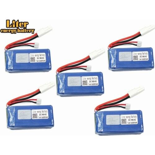 5PCS 7.4V 1600mAh 25c battery For FT009 Remote controlboat speedboat battery 903462 7.4V 1600mah EL EL-2P PLUG
