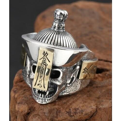 925 Sterling Silver Mens Biker skull zombie punk Ring Rings Jewelry A2789
