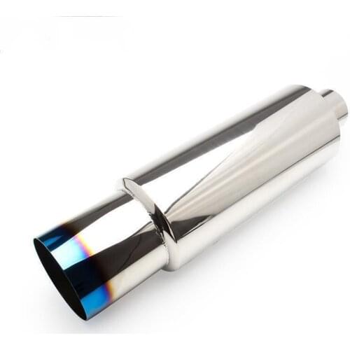 Car Modified Racing Stainless Steel Exhaust Pipe Muffler Outlet Burnt Exhaust Tip Pipe Tail Throat 2.5" Inlet Silencer T-304