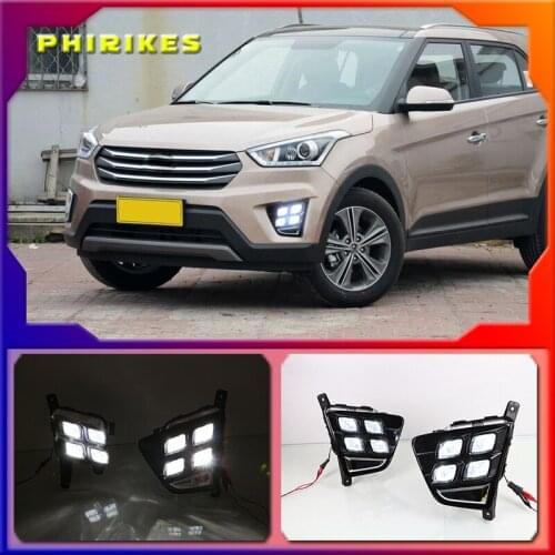 Car Accessories Waterproof ABS 12V LED Daytime Running Light DRL Fog Lamp Decoration For Hyundai Creta IX25 2014 2015 2016