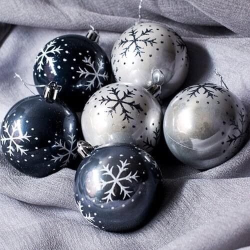 Behogar 6PCS Snowflake Christmas Ball Hanging Ornaments Pendants Decorations for Xmas Tree Home Mall Party Decor 8cm Diameter