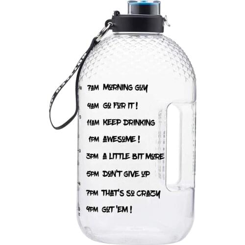 1 Gallon BPA Free Large Water Bottle Wide Mouth with Motivational Leak-Proof Fast Flow Large Water Jug for Exercise Gym Camping