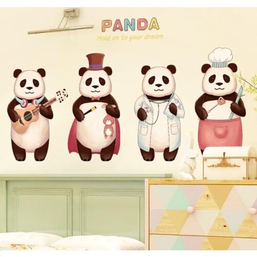 Large Cartoon Panda Vinyl Wall Sticker for Kids Room Home Decor Baby Nursery Animal Wall Decals Cute Panda Mural Room Decoration