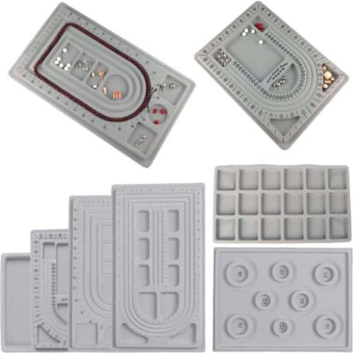 Flocked Bead Board Bracelet Necklace Beading DIY Jewelry Making Gray Organizer Tray Design DIY Craft Tool Accessories