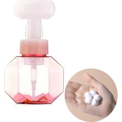 300ml Liquid Soap Dispenser Flower Shape Foam Foaming Pump Empty Bottle Plastic Clear Bottle Shower Gel Foam Pump Bottle