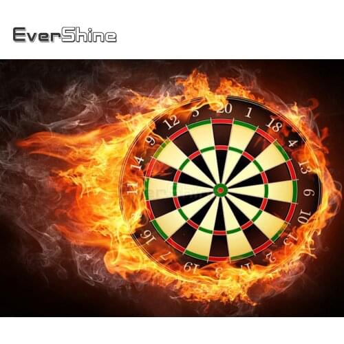 EverShine 5D Diamond Embroidery Fire Dart Board Diamond Mosaic Paintings Scenery Beads Embroidery Diamonds Art Kits Manual Hobby