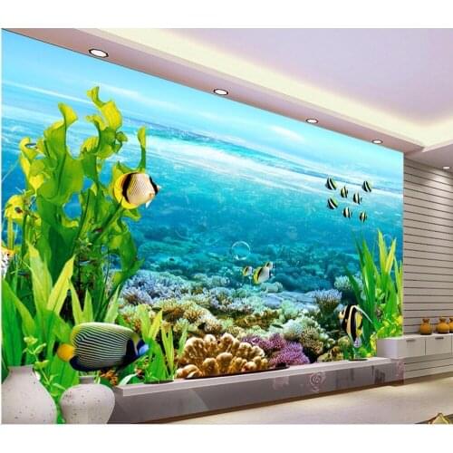 Custom photo 3d wallpaper beautiful sea grass fish picture room decoration painting 3d wall murals wallpaper for walls 3 d