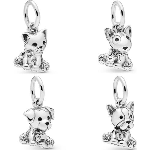 Octbyna Hot Sale Pet Dog Pendant Silver Color DIY Charm Beads Fits Pandora Bracelet Necklace Making For Women Men Jewelry Gift