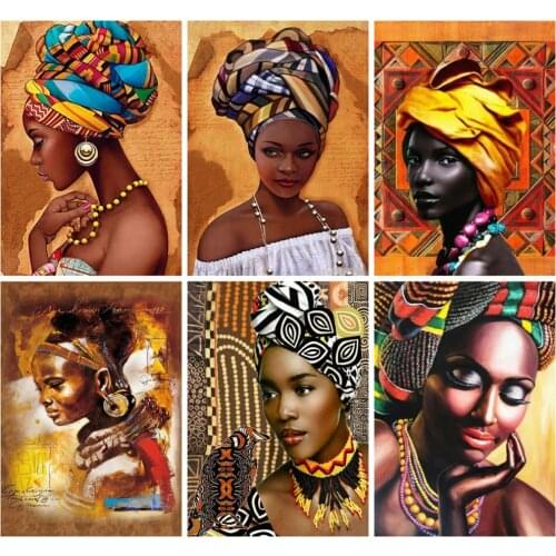 Huacan 5d Diamond Painting African Woman Handmade Gift Embroidery Portrait Farmhouse Home Decor Home Decor
