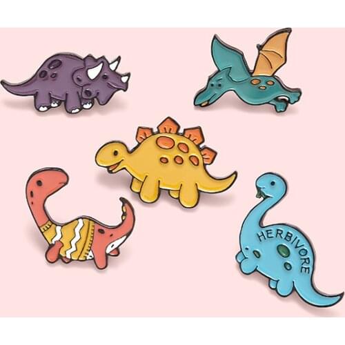 Cartoon Pin Dinosaur Enamel Lovely Animal Shape Pin Adventure Dinosaur Cute Bag Hat Clothes Lapel Brooch Badge Gift for Children