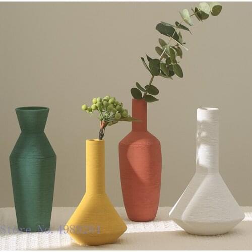 Creative brushed ceramic vase Abstract geometric flower vase color Flower Arrangement Hydroponics Home craft decoration