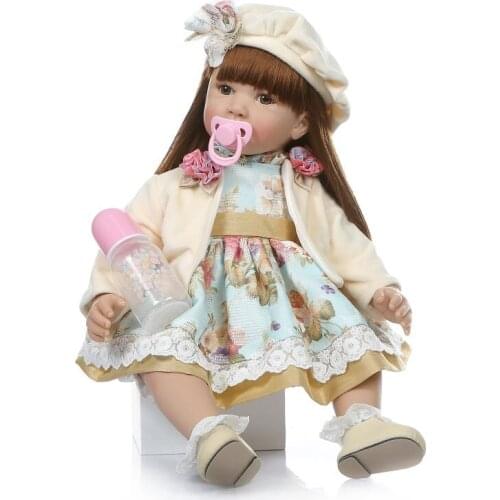 24" Silicone Reborn Baby Doll Toys 60cm Alive Bebe reborn Toddler girl bonecas Brinquedos NPK DOLL