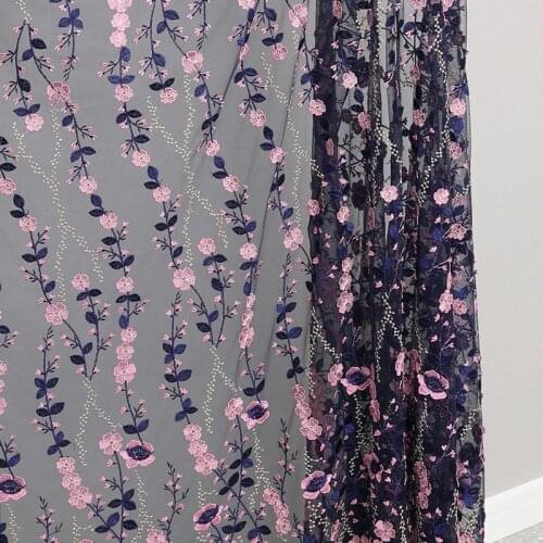 LASUI 1 yard New High quality embroidery flower mesh lace fabric diy wedding dress custom garment fabric decoration X0825