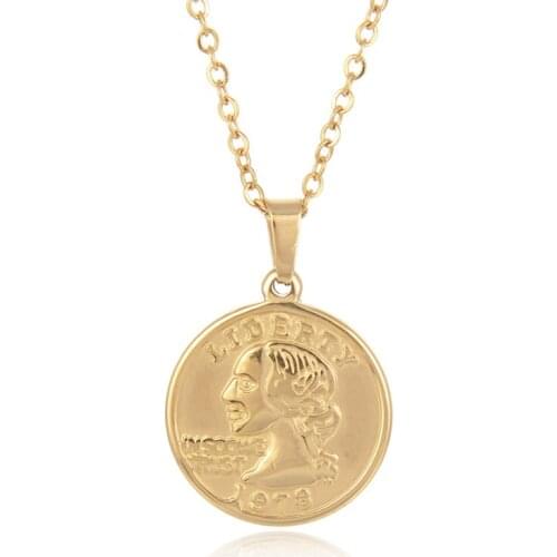 FYSARA Hot Sale New Initial Round Pendant Necklace For Women Stainless Steel Gold Choker Circle Coin Necklace Birthday Jewelry