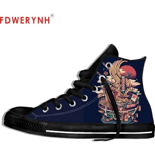 Mens Casual Shoes Ramen Pool Party Japanese Harajuku Miyazaki Hayao Totoro Cotton 3D Print Custom Shoes