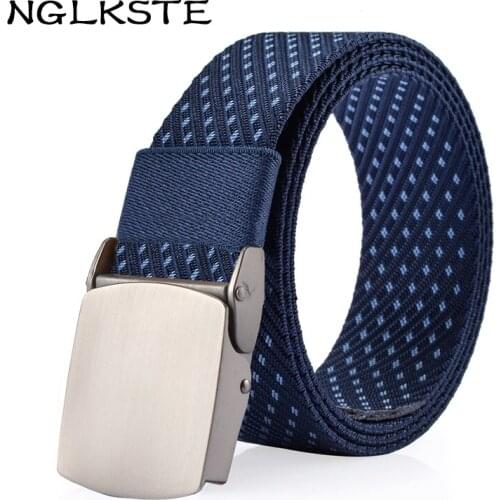 NGLKSTE Men Canvas Belt Metal Tactics Woven Belt Canvas straps High-quality Belt Casual Pants Cool Wild Gift for Men Belts