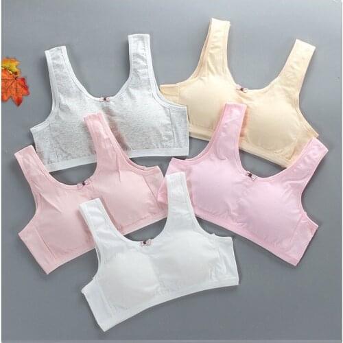Solid color Cotton Spandex Teen bra girl vest for 8-18 Years Adolescente Kids Underwear Training with Chest Pad cute tops