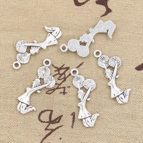 20pcs Charms Cheerleader Cheer Girl 28x10mm Antique Silver Color Pendants Making DIY Handmade Tibetan Silver Color Jewelry