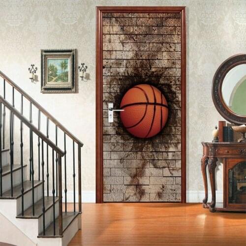 Basketball Football Room Door Poster Self Adhesive Vinyl Stickers Porte World Cup Mural Home Decor Paris Tower Renew Wallpapers