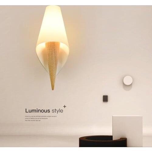 Simple wall light solid wood indoor lighting Japan-style aisle Warm Nordic wall lamp bedside bedroom Single Head Fixture
