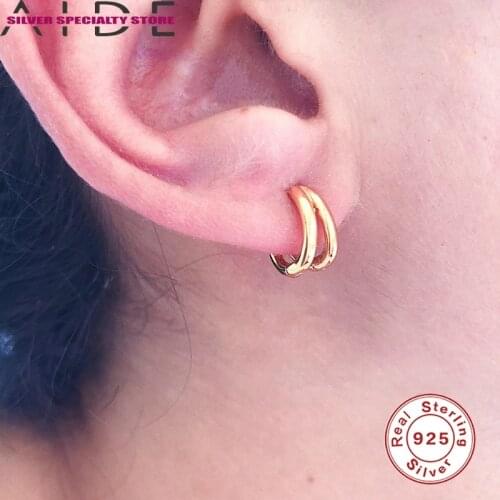 AIDE Simplicity Hoop Earrings For Women Gold 925 Silver Earrings Fashionable Earrings Jewelry Zircon Pendientes Brincos Aretes