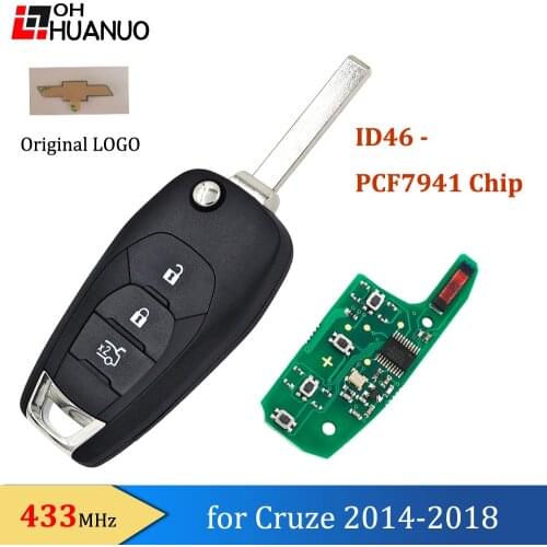 Folding Modified 3 Button Smart Remote Key Fob For Chevrolet Cruze 2014-2018 433 MHZ With ID46 PCF7941 Chip