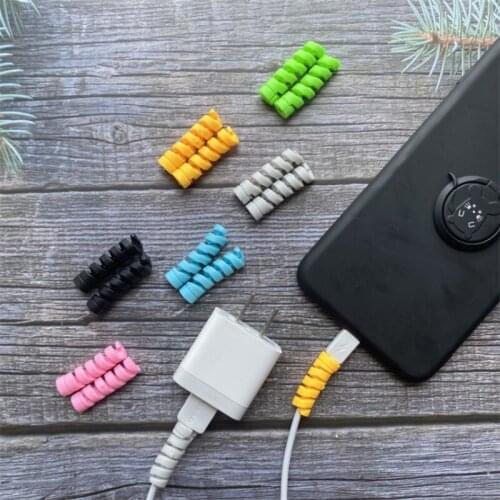 Spiral Cable Protector Data Line Silicone Bobbin Winder Protective For Iphone Samsung Android USB Charging Earphone Case Cover H