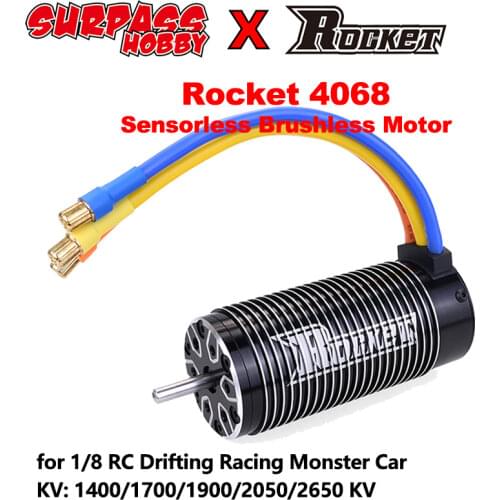 Surpass Hobby Rocket 4068 4P Sensorless Brushless Motor 2650/2050/1900/1700/1400KV for 1/8 RTR Car Truck Truggy Traxxas TRX4 MST