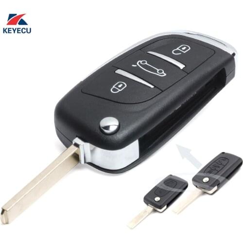 KEYECU Replacement Modified Flip Remote Car Key Fob 433MHz with Electronic ID46 for Peugeot Citroen CE0523 Model