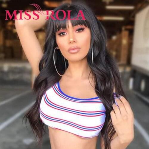 MISS ROLA Long Natural Wavy with Bangs Cosplay Party Lolita Synthetic Wigs for Women Heat Resistant Fiber