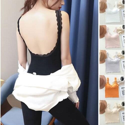 Newly U Back Seamless Women Tank Top V Neck Lace Backless Padded Camisole Underwear DOD886