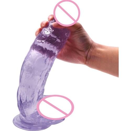 12 Inch Big Thick Dildo Female Masturbation Penis Sucker Crystal Without Vibrating Stick Thrust Manual Sex Toy