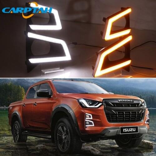 2PCS For ISUZU D-Max Pickup 2021 LED Daytime Running Light Waterproof Yellow Turn Signal Indicator Light Bumper Lamp LED DRL