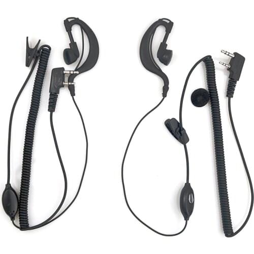 2pcs 2 Pin Earpiece Headset Mic Headphone PTT for Kenwood Baofeng Portable Radio UV-5R UV5R BF-888S GT-3 UV-B5 B6 Walkie Talkie