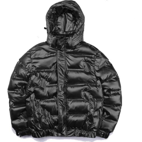 2020 Warm Thick Silver Black Shiny Bubble Puffer Jacket Winter Coat Men Women